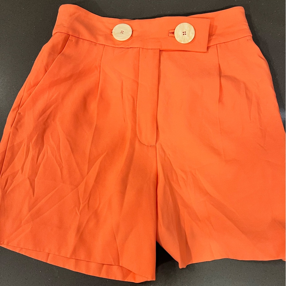 Zara High Waist Orange Women's Shorts